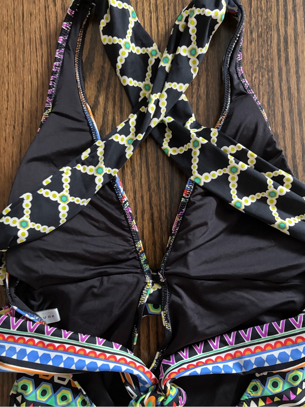 Trina Turk Black One-Piece Swim with Multicolor Tribal Accents - Picture 4 of 7